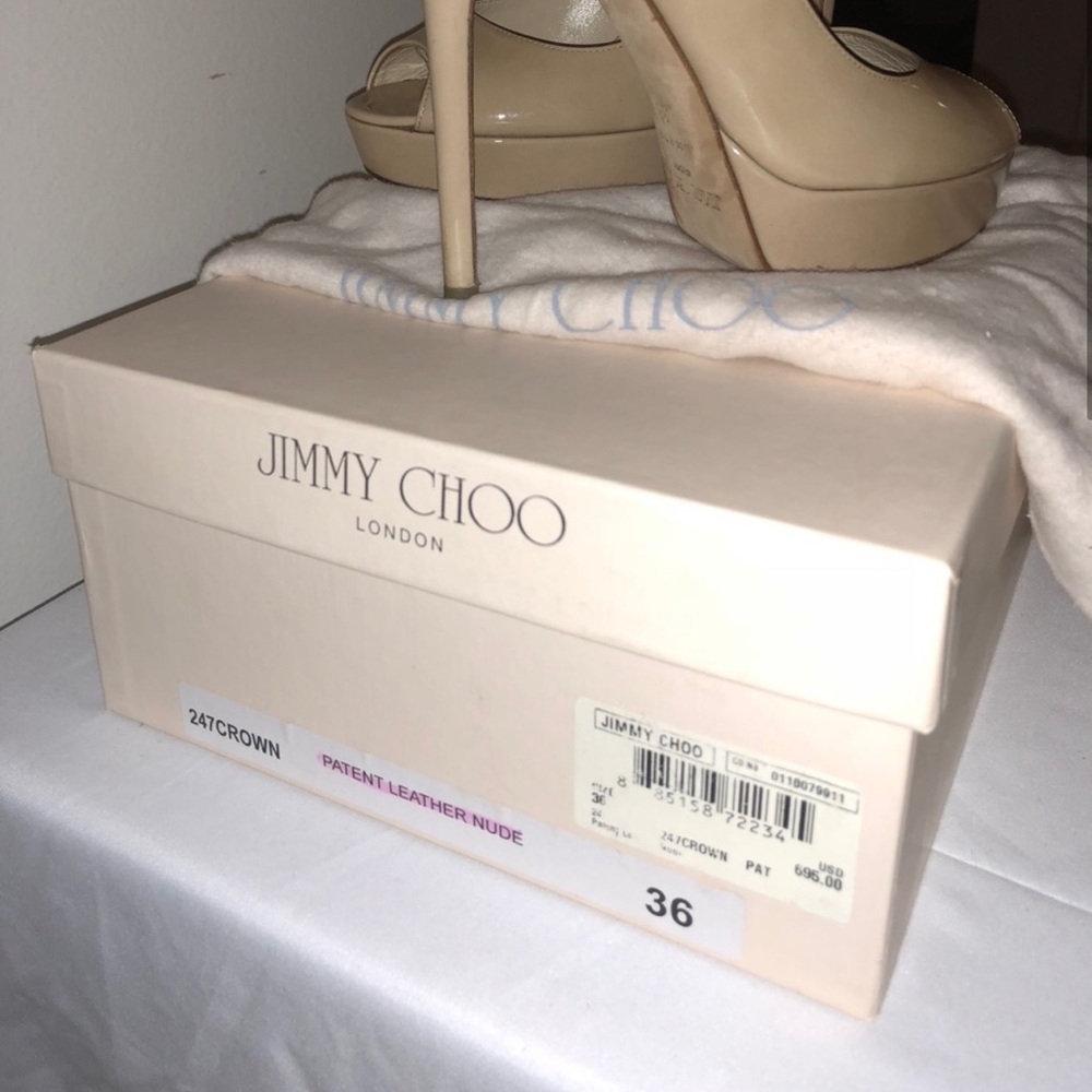 Jimmy Choo Patent Leather Nude Heels - Picture 2 of 5